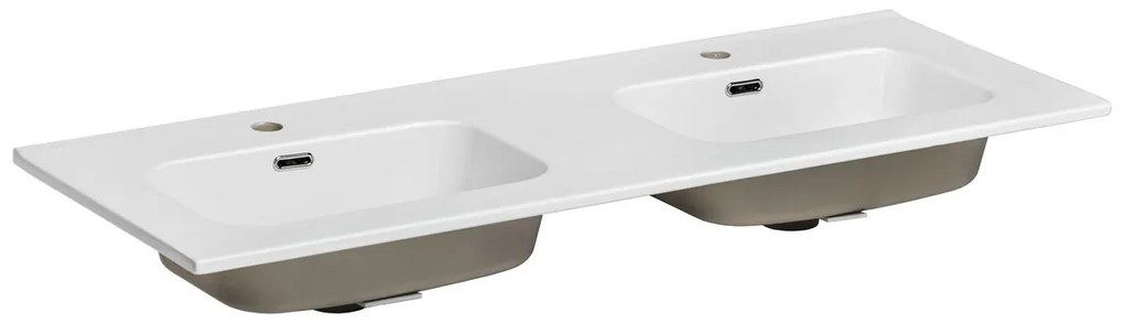 Dvojité keramické zapustené umývadlo Go 121 cm biele