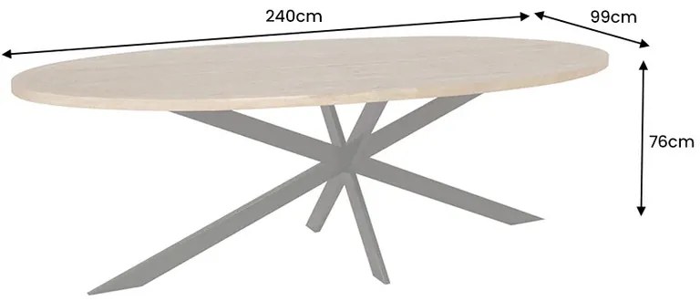 Jedálenský stôl GALAXIE 240 cm oválny mangové drevo prírodná hnedá