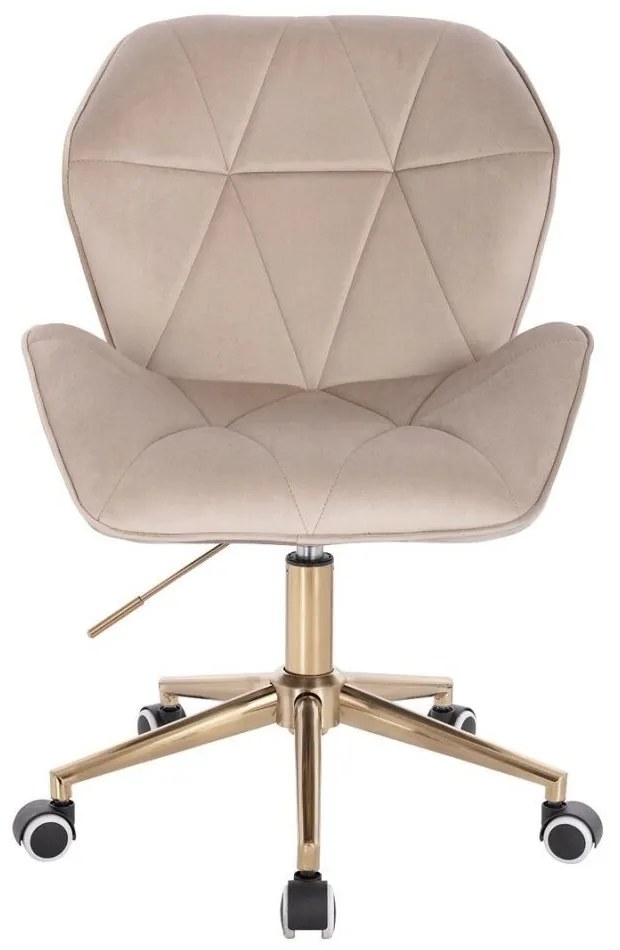 LuxuryForm DESIGN Stolička MILANO MAX VELUR na zlatej podstave s kolieskami - latte