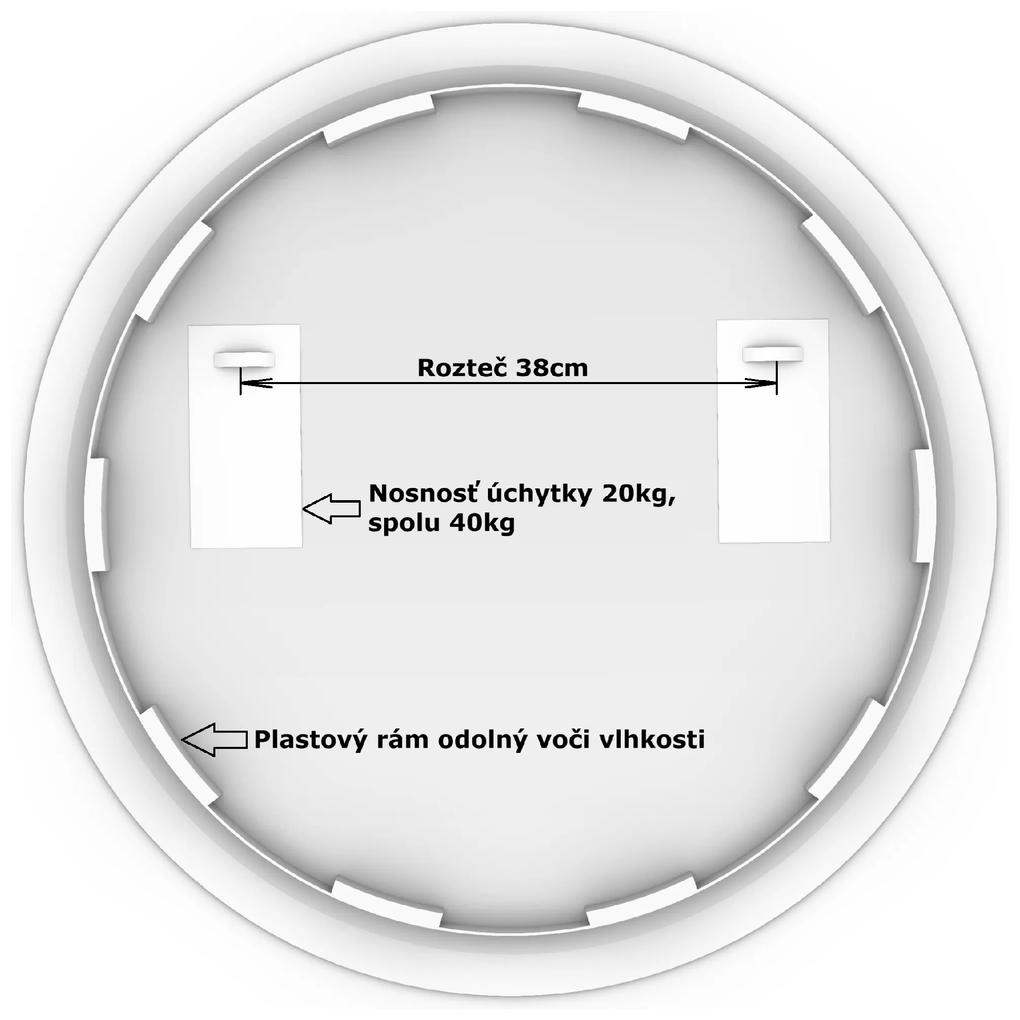 LED zrkadlo okrúhle Classico ⌀70cm teplá biela - diaľkový ovládač Farba diaľkového ovládača: Biela