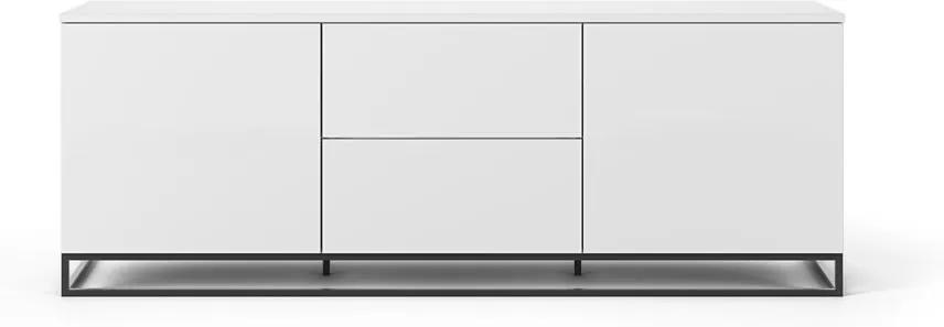Biely televízny stolík s čiernymi nohami TemaHome Join, 180 × 65 cm
