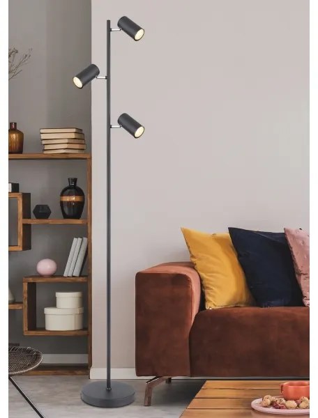 Globo 57910SB - Stojacia lampa ROBBY 3xGU10/5W/230V čierna
