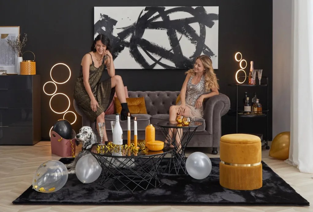 Pohovka Chesterfield, stredně šedá látka