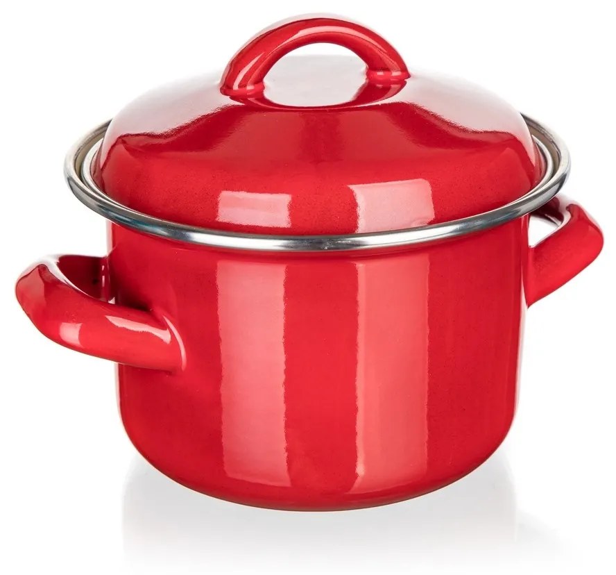 Banquet Smaltovaný hrniec s pokrievkou Milton red, 12 cm, 0,78 l, 12 cm