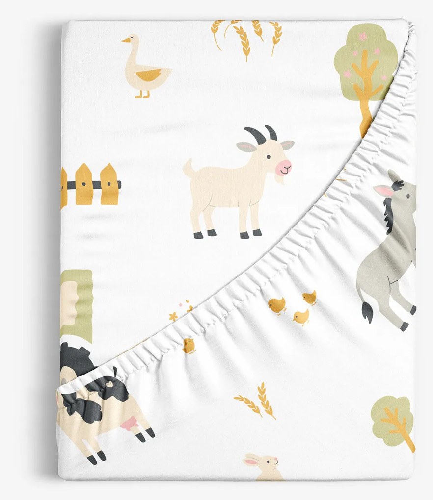 Goldea detská bavlnená napínacia plachta - život na farme 90 x 200 cm