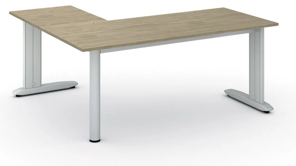 Rohový kancelársky písací stôl PRIMO FLEXIBLE, 180x160 cm, dub prírodný
