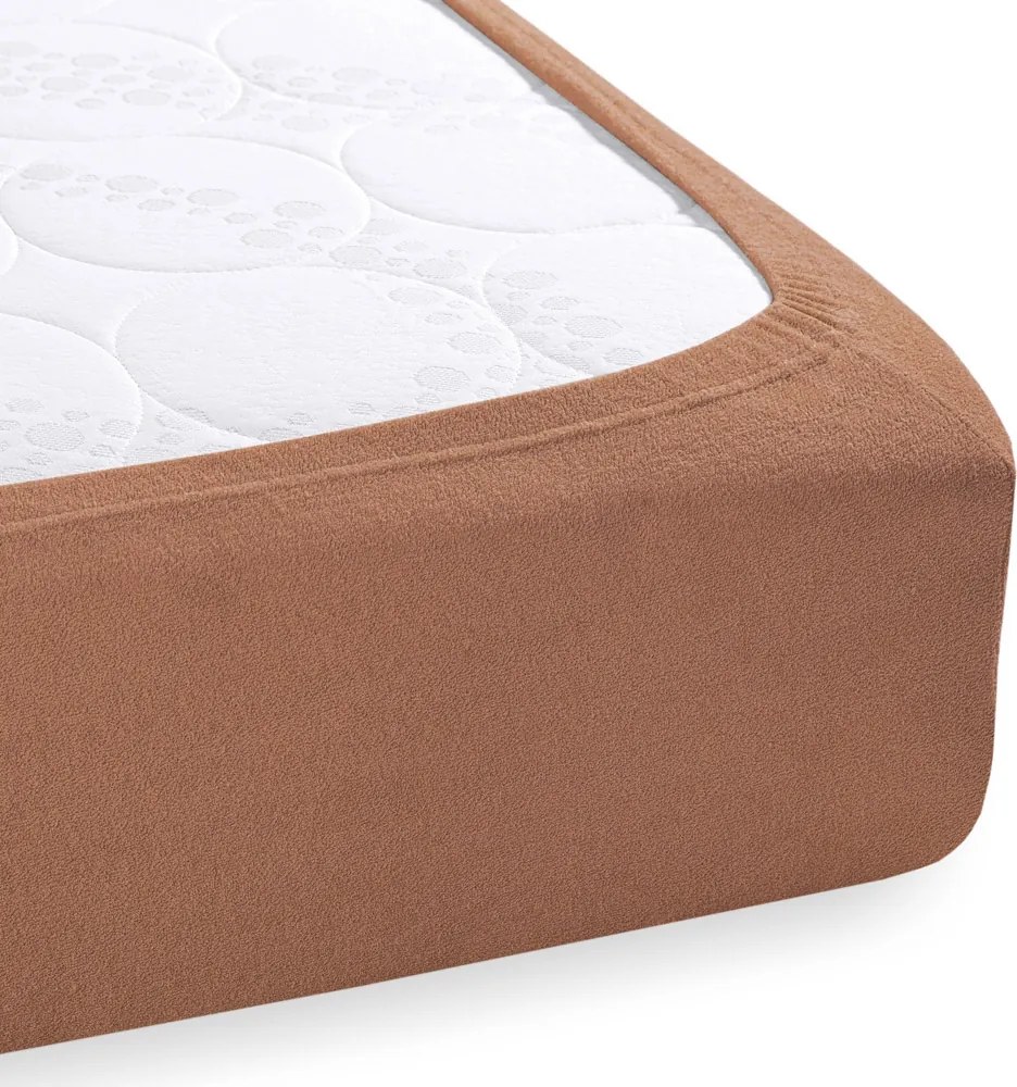 Froté napínacie prestieradlo na vysoký matrac FR-023 Orieškovo hnedé 80 x 200 - výška 30 cm