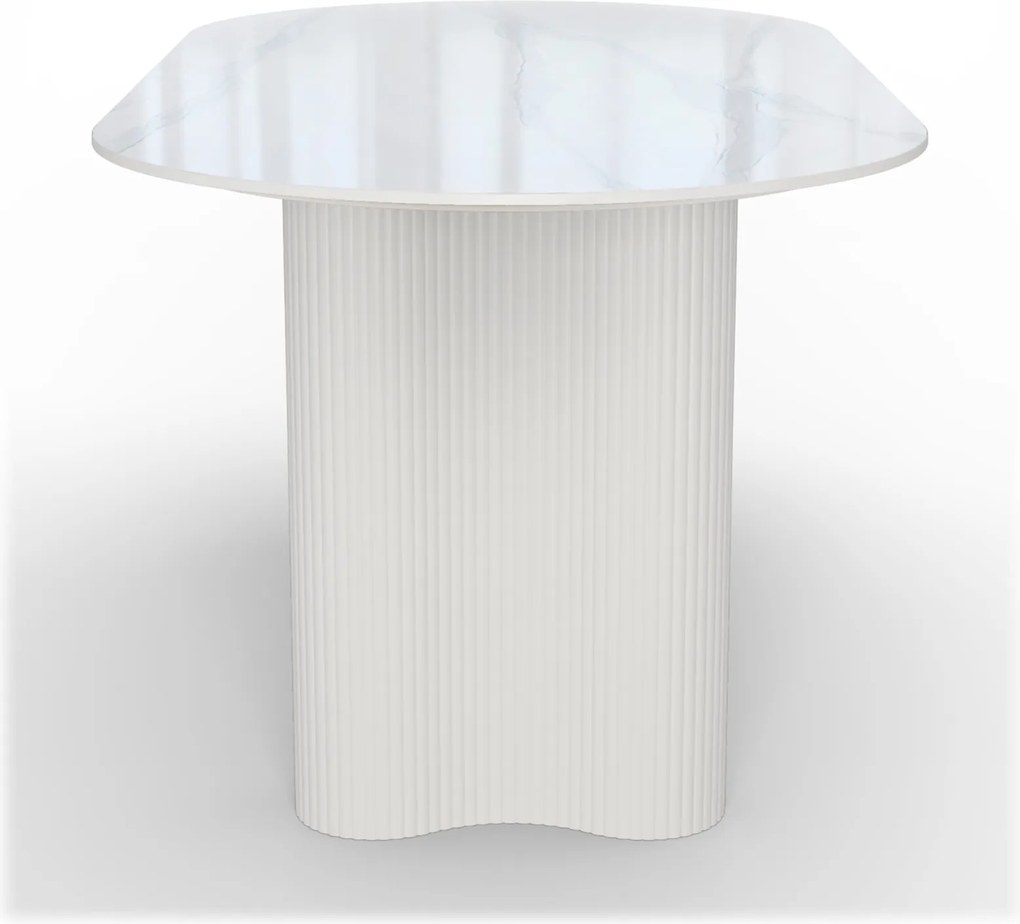 Jídelní oválný stůl Ribeira 180 cm bílý/mramor