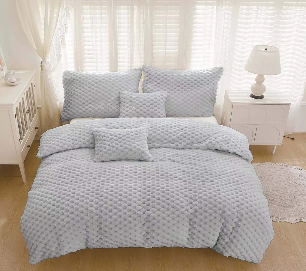 3 dielne Mikroplyšové obliečky 200x140cm+90x70cm Exclusive Sweet svetlo sivé TiaHome