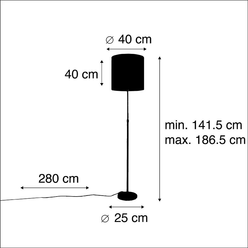 Stojaca lampa zlatá/mosadzná s čiernym zamatovým tienidlom 40/40 cm - Parte