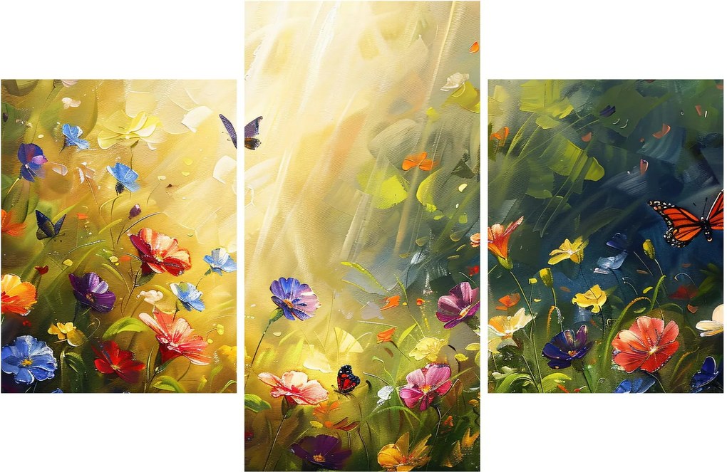 Obraz - Jarná kvetinová lúka, maľba (90x60 cm)