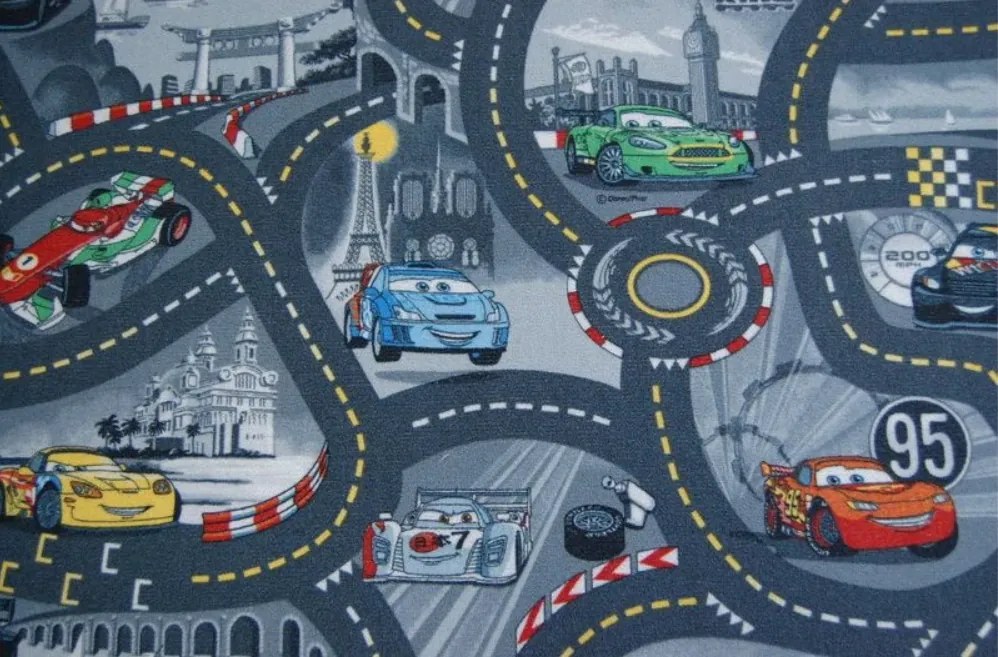 Detský koberec CARS ŠEDÝ