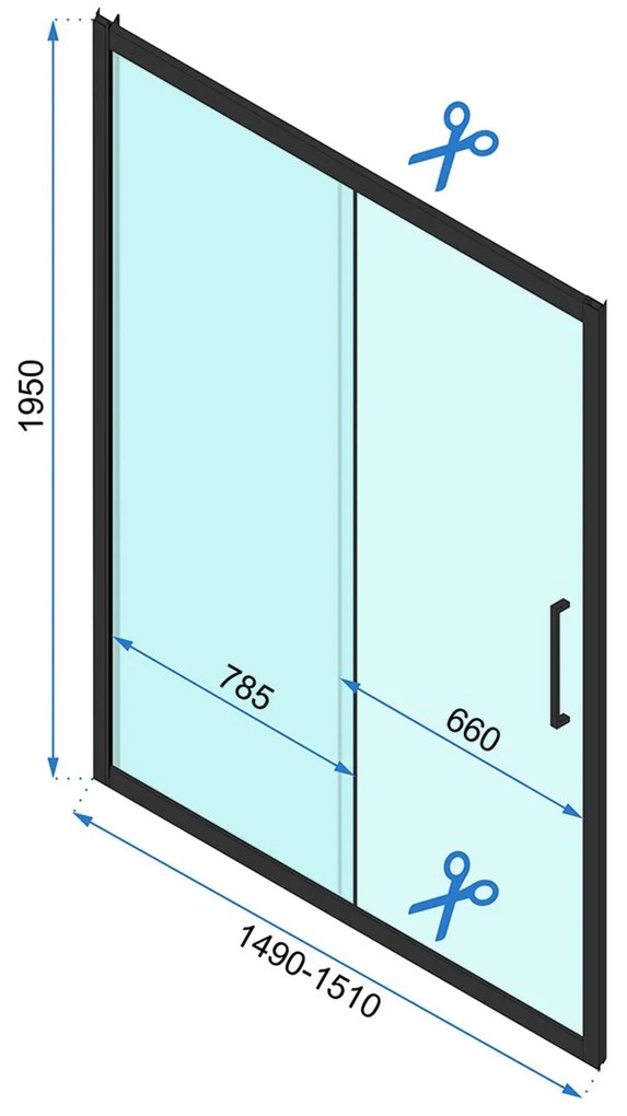 Rea Rapid Slide Wall, 3-stenný sprchovací kút s posuvnými dverami 110 (dvere) x 90 (stena) x 195 cm, 6mm číre sklo, čierny profil, KPL-09878