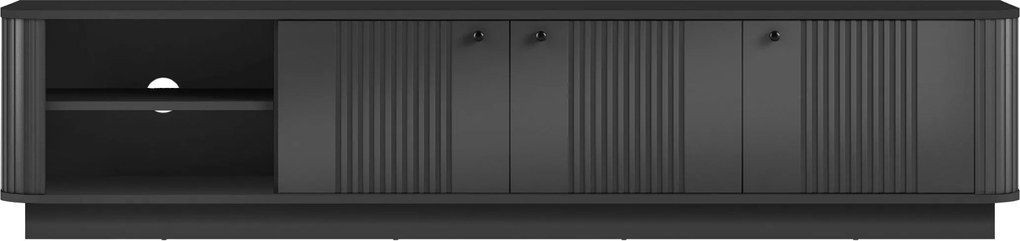 TV skrinka Vesper 3D 187 cm na sokli - čierna / čierne úchytky