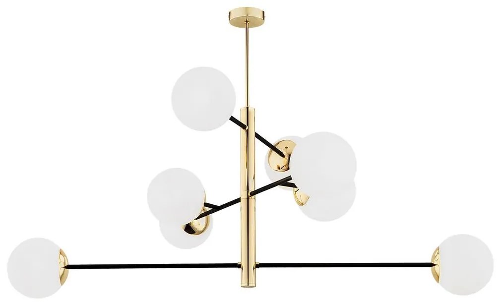 Argon 5041 - Luster na tyči CAMERON 8xE27/15W/230V mosadz/čierna