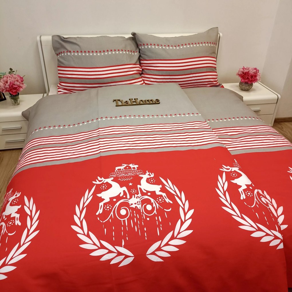 Obliečky flanelové Sobia idylka TiaHome - 1x Vankúš 90x70cm, 1x Paplón 140x200cm