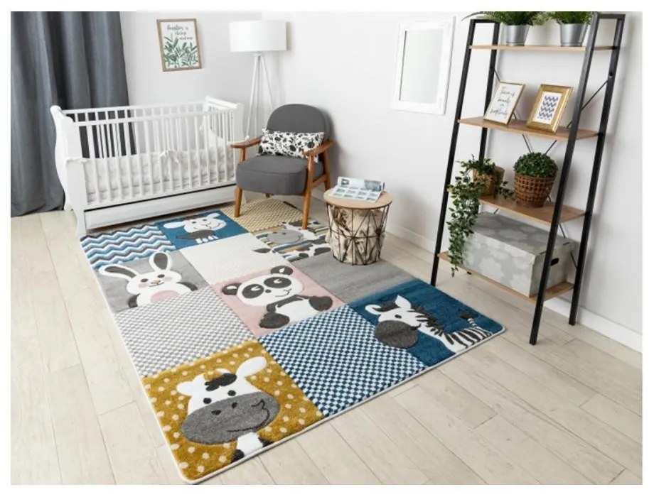 Detský kusový koberec ZOO sivý 140x190cm