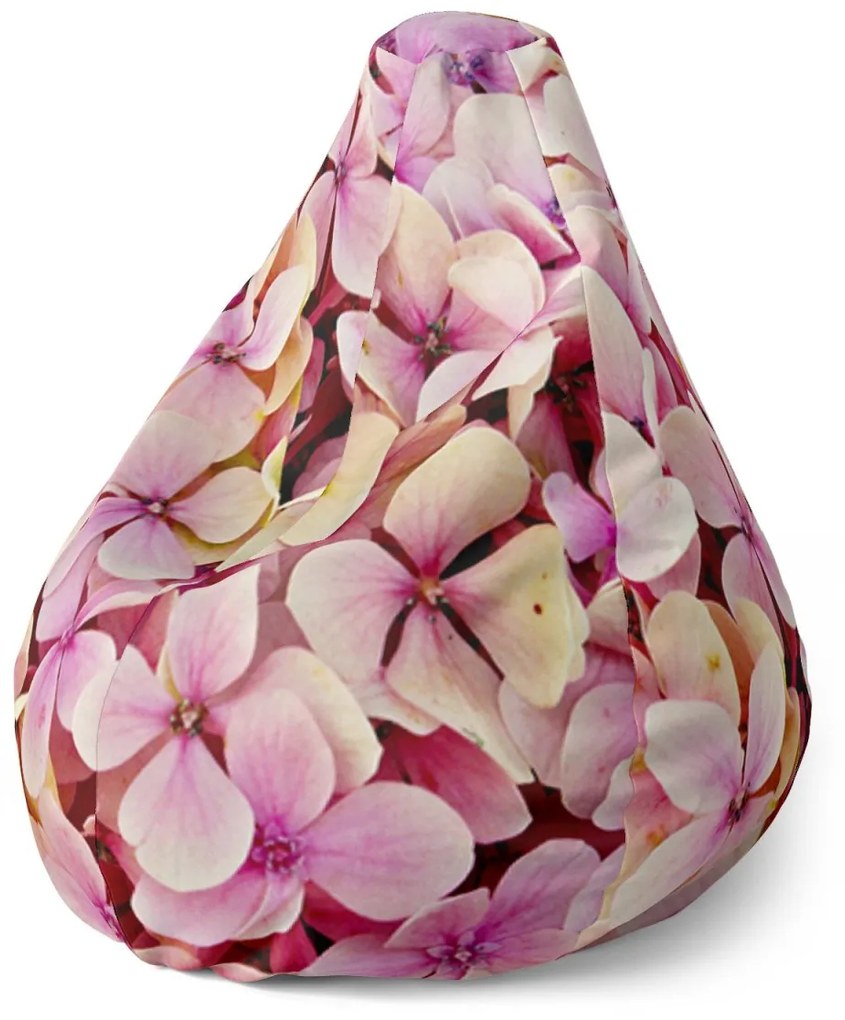 Sablio Sedací vak Pear Ružové kvety - 140 x 100 x 25 cm
