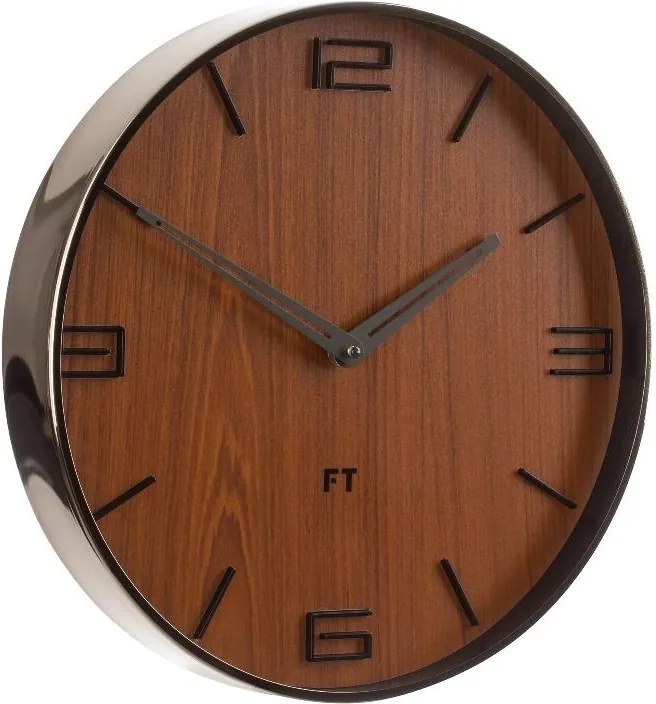 Designové nástěnné hodiny Future Time FT3010TT Flat walnut titanium 30cm