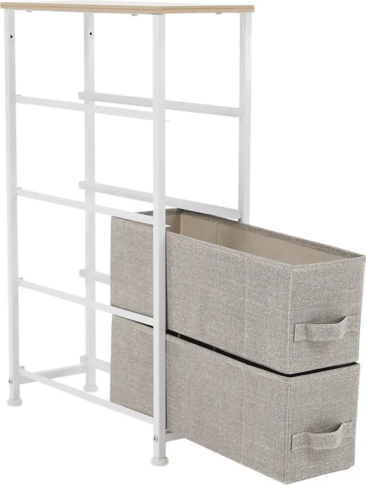 Komoda s látkovými zásuvkami OFELIA, biela