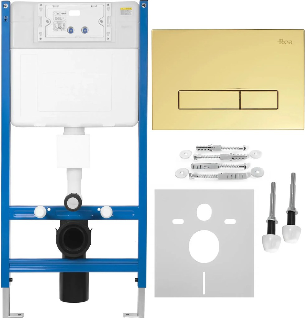 Rea Rea, podomietkový WC systém K011A-Q + tlačidlá HD, zlatá lesklá, KPL-E9560