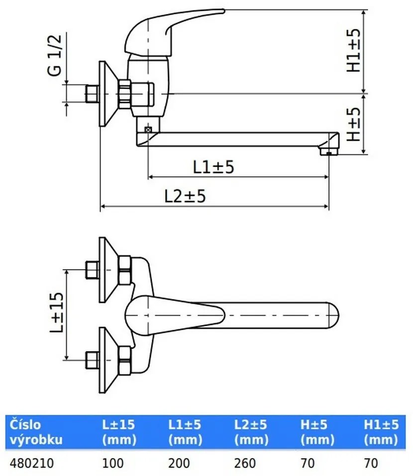 Slovarm Batéria drezová nástenná EA.3511.A20-100