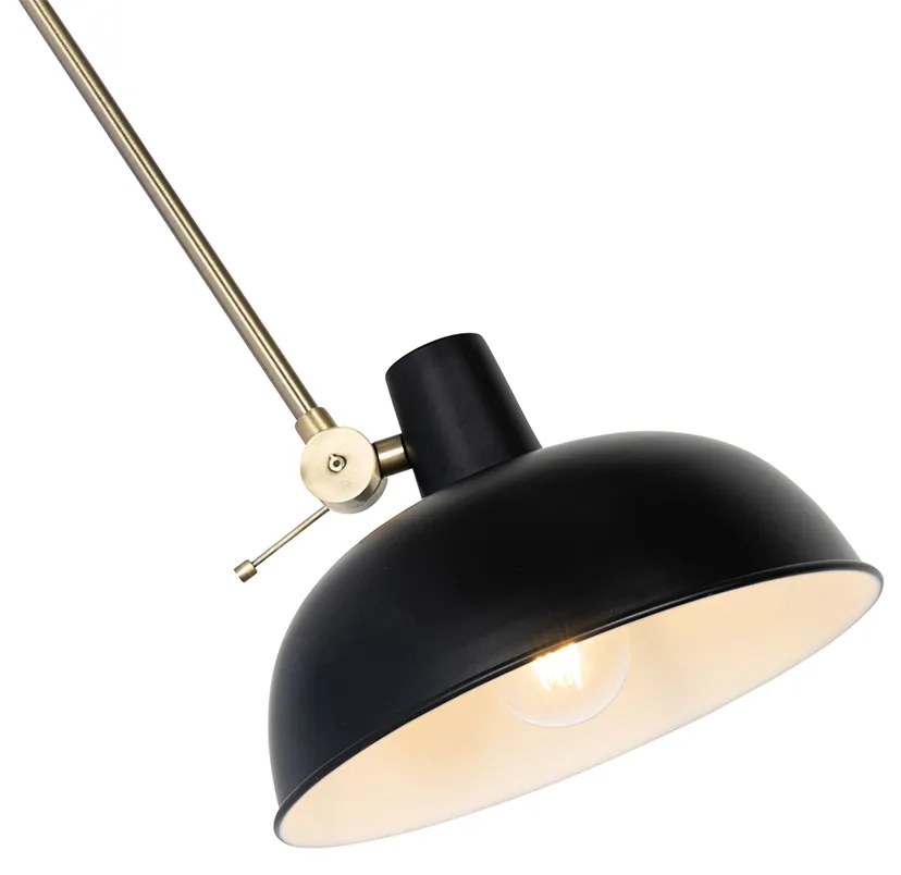 Retrová nástenná lampa čierna s bronzom - Milou