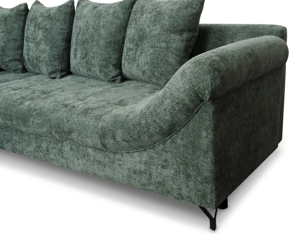 Rohová sedačka Kati, šedo-zelená látka, ľavý roh