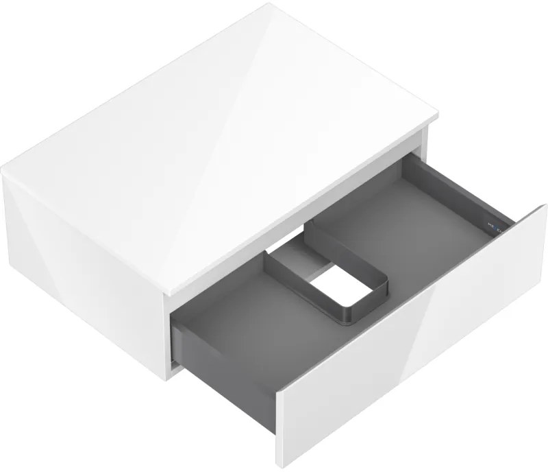 Mexen Orio, kúpeľňová skrinka 70 cm s hornou časťou, 1 zásuvka, biela lesklá, 91A10-07023-1-BFC00