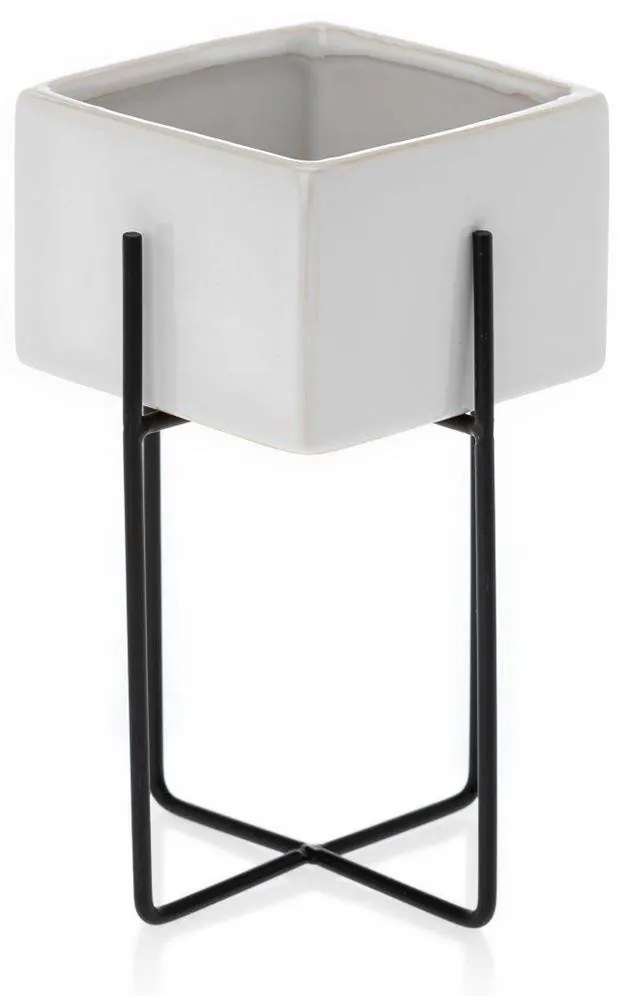 Kvetináč na stojane Mizu 21 cm biely/čierny