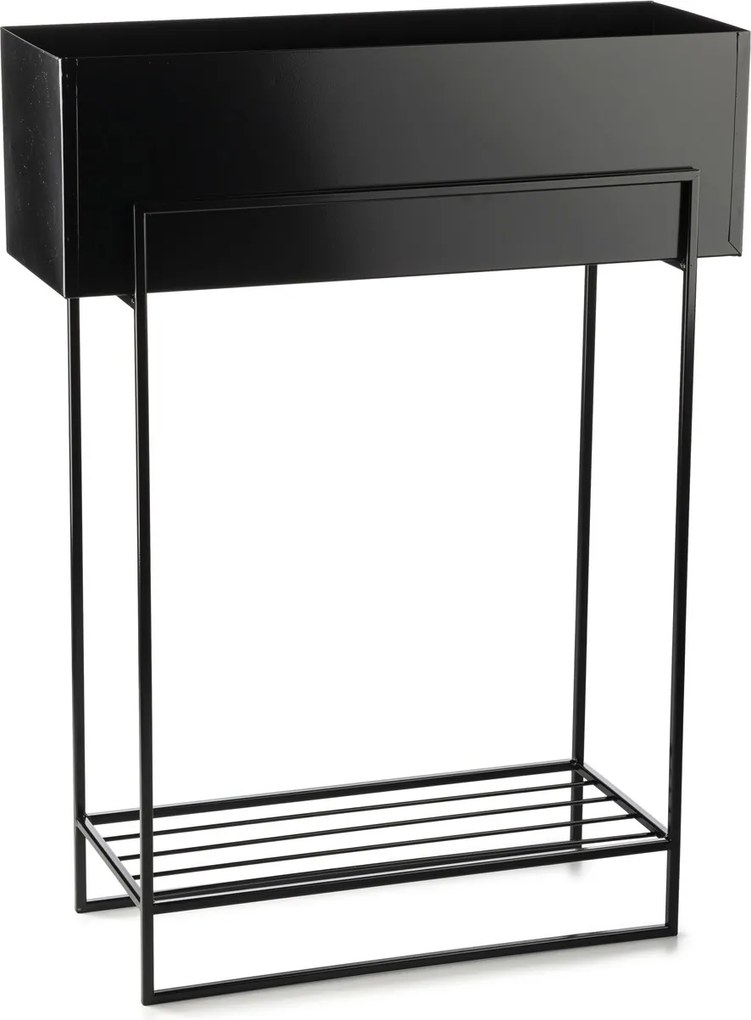 KOVOVÝ KVETINÁČ SO STOJANOM RECT 82X23X60 CM ČIERNA
