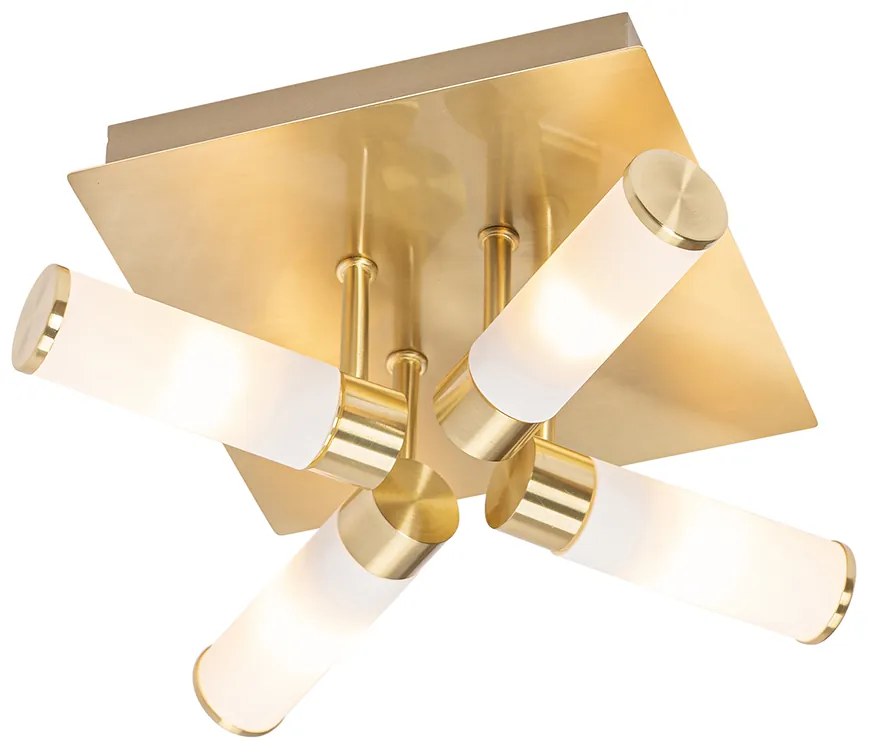 Moderné stropné svietidlo do kúpeľne mosadzné 4-žiarovkové IP44 - Bath