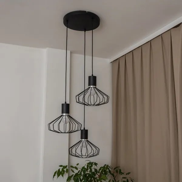 Luster na lanku SOLANO 3xE27/15W/230V čierna/lesklý chróm