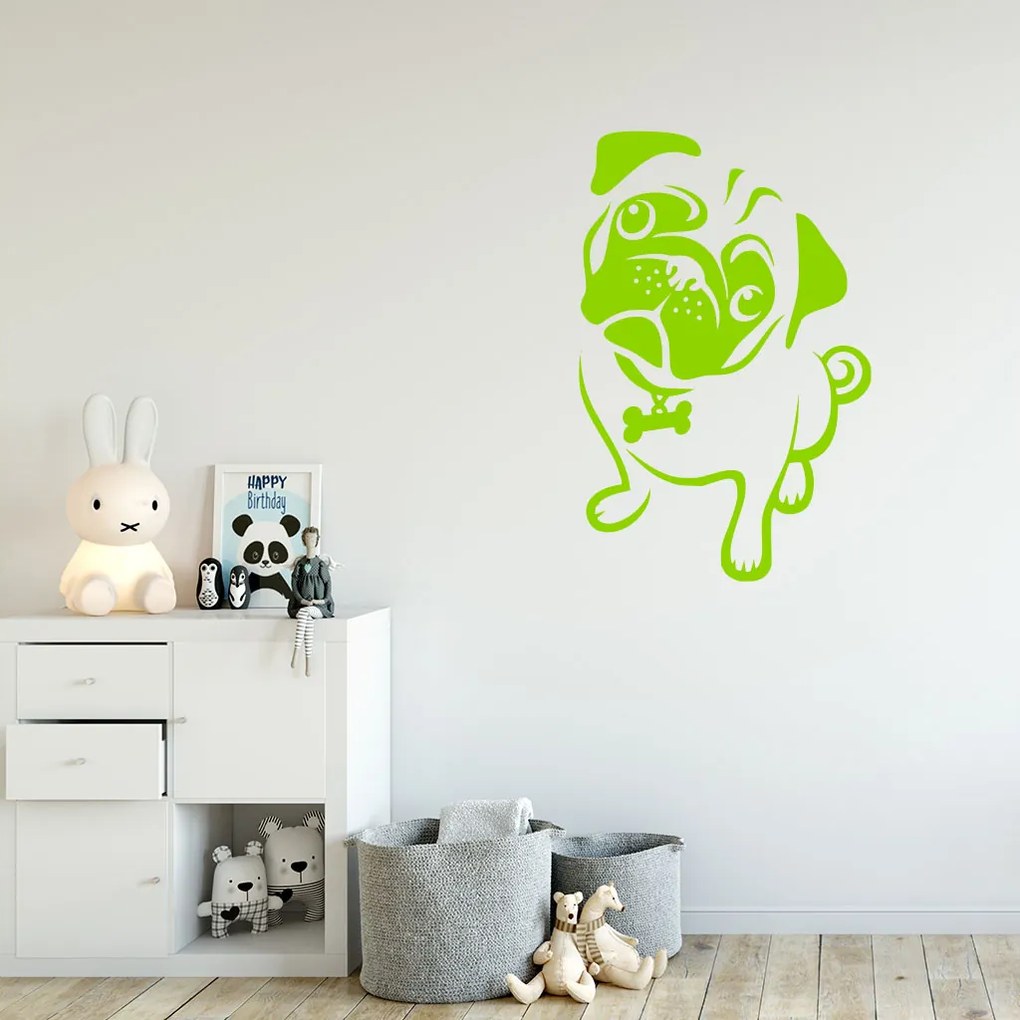 Veselá Stena Samolepka na stenu na stenu Mopslík Farba: černá