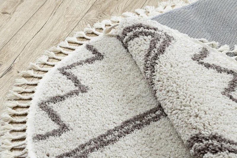 Dywany Łuszczów, Kusový koberec Berber Asila cream and brown kruh, 120x120 (priemer) kruh, hnedá, obývacia izba