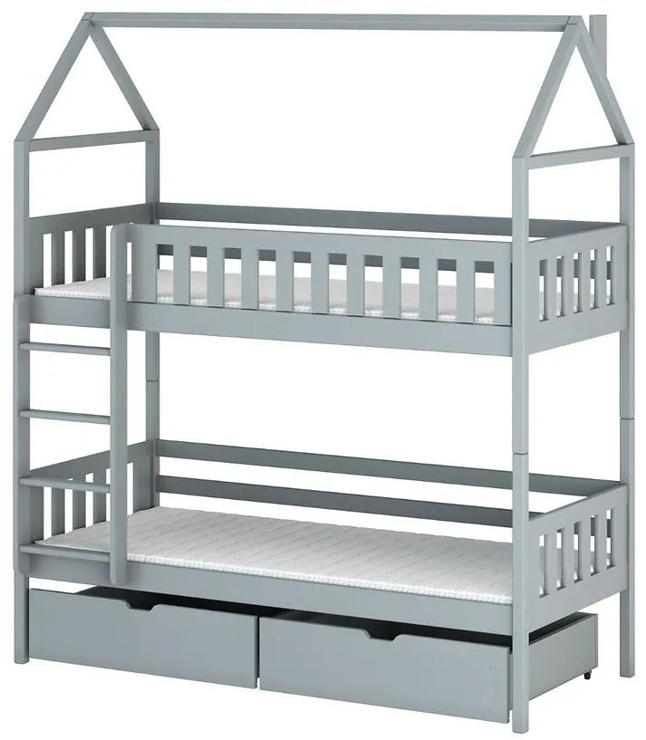 Posteľ Domček Gaja 90x200 sivá