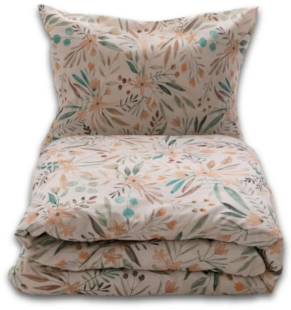 Obliečky zo zmesi bavlny a ľanu Lúka, 220 x 200 cm, 2 ks 70 x 80 cm