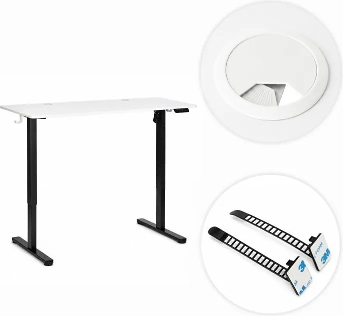 Elektrický písací stôl 120x60 cm, výškovo nastaviteľná 72-118 cm biela doska