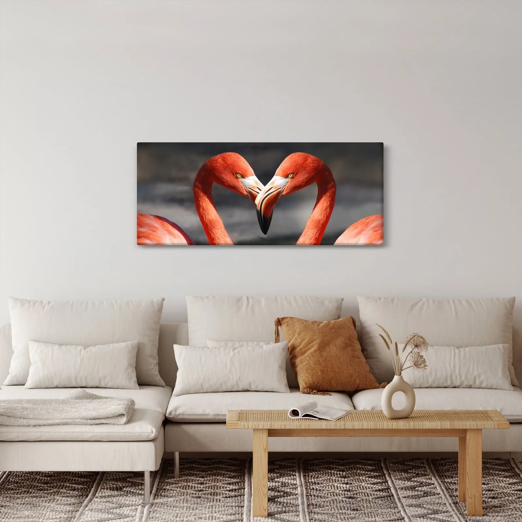 Obraz dvoch zamilovaných plameniakov (120x50 cm)
