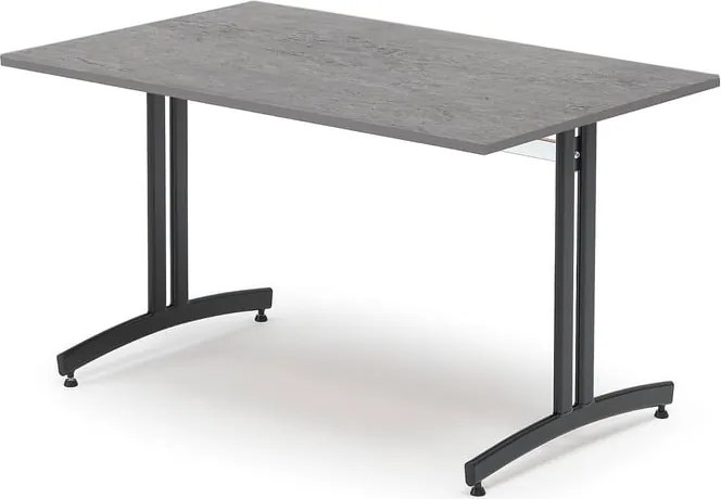 Jedálenský stôl, 1200x700 mm, tmavošedé linoleum, čierna