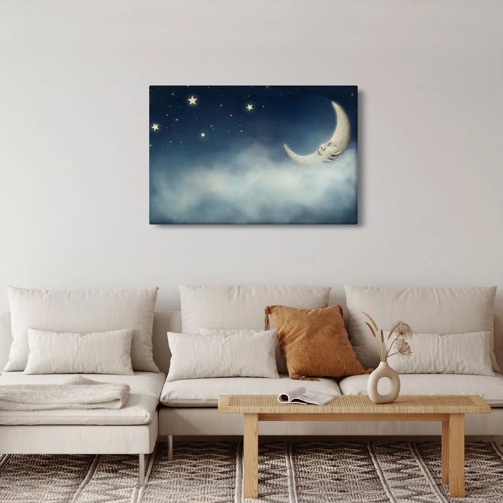 Obraz - Mesiac s hviezdami (90x60 cm)