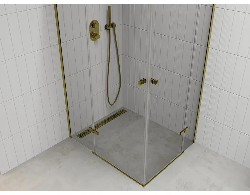 Mexen Roma Duo, sprchovací kút 80 (dvere) x 70 (dvere) cm, 6mm číre sklo, zlatý profil, 854-080-070-50-00-02