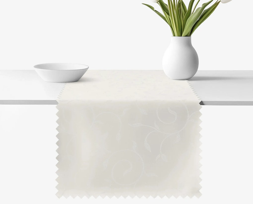 Goldea sviatočný behúň na stôl teflónový - smotanový s veľkými ornamentmi 35x160 cm