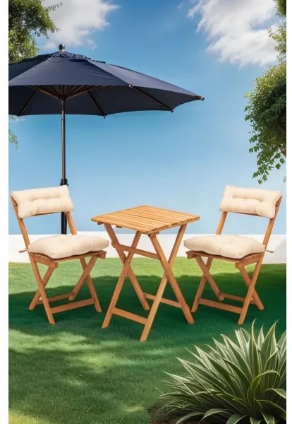 Balkónová sada s vankúšmi, buk