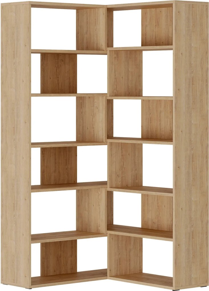 Moderná rohová knižnica Houseland Molly No.4 dub prírodný