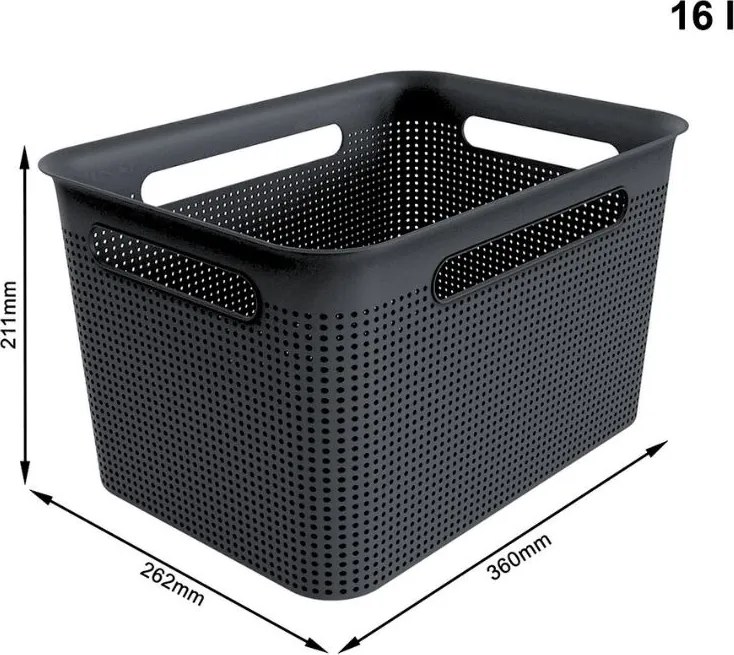 Rotho Úložný box s rúčkami BRISEN 16l, 36x26,2x21cm, čierny