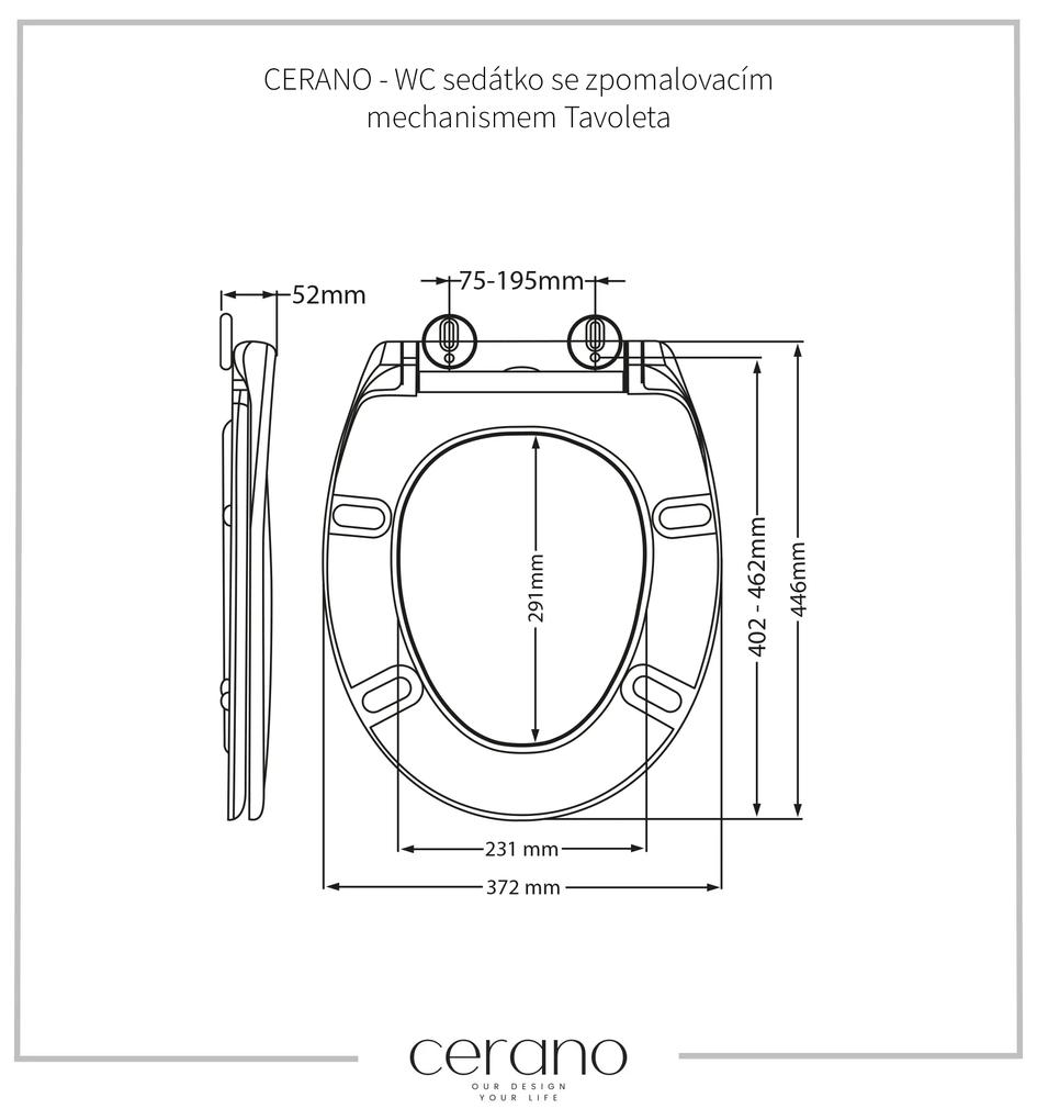 Cerano Tavoleta, WC sedátko so spomaľovacím mechanizmom 446x372x52 mm, UF, biela lesklá, CER-CER-414803