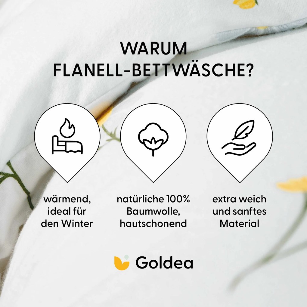 Goldea flanelové posteľné obliečky - harmanček 140 x 220 a 70 x 90 cm