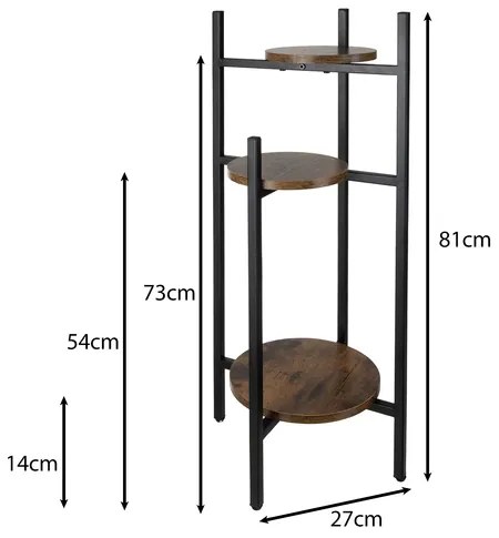 Kovový 3-poschodový stojan na kvety v loftovom štýle