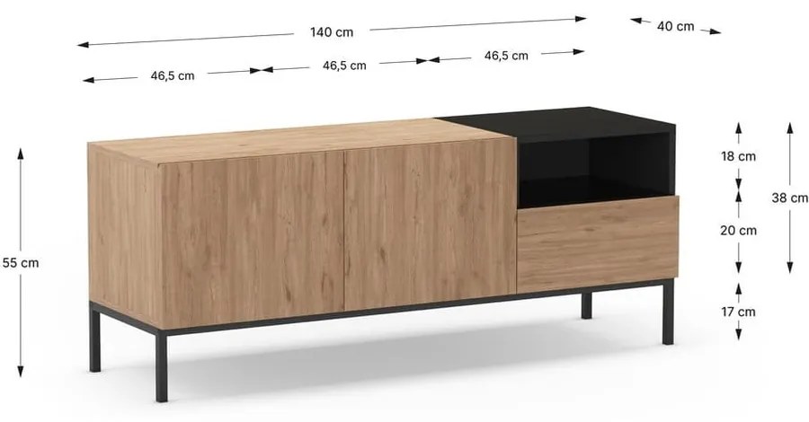 Krémový TV stolík 140x55 cm Cailin – Marckeric